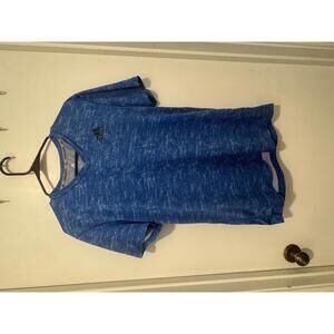 Adidas Blue V-Neck Short Sleeve T-Shirt Men's Medium